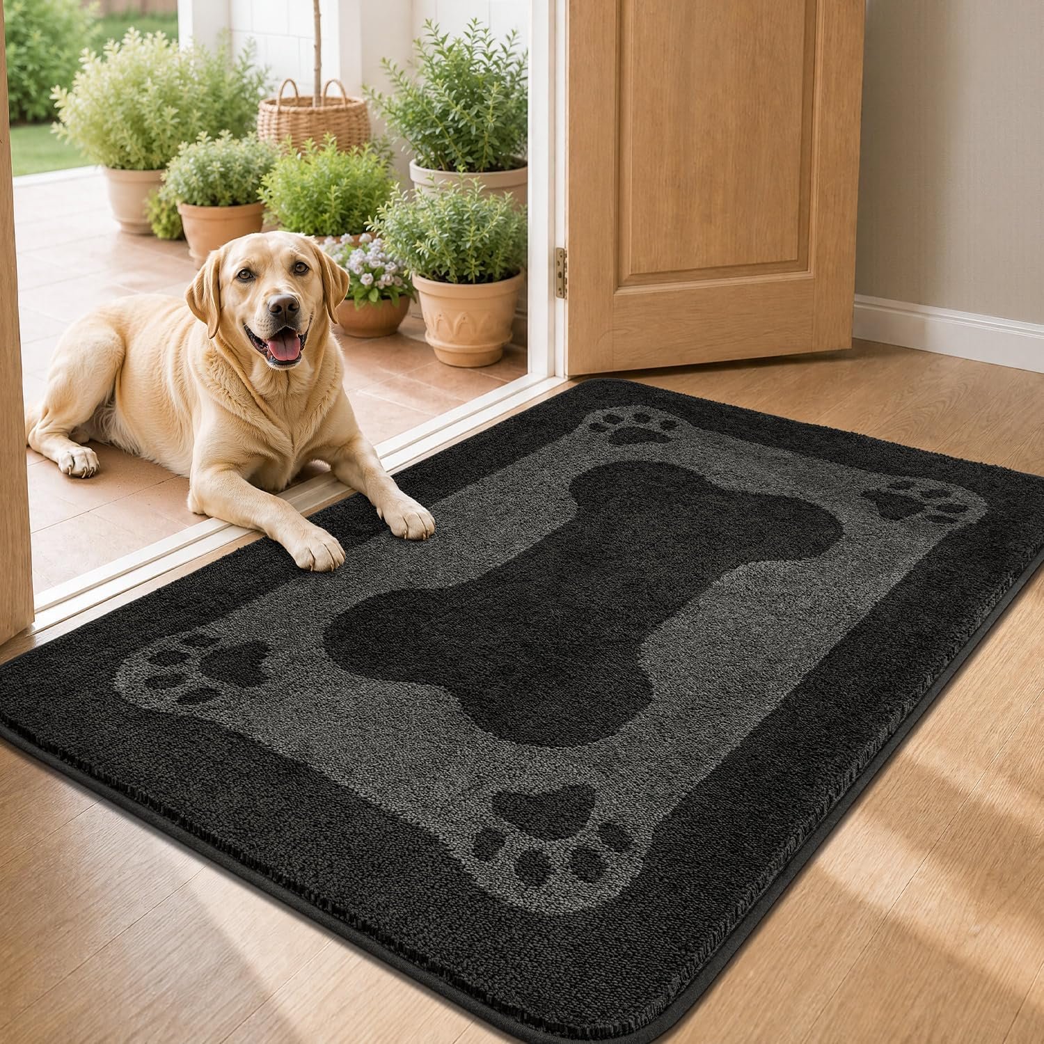 BSICPRO Dog Door Mat 32″x47″, Charcoal Gray Dirt Trapping Mud Mat