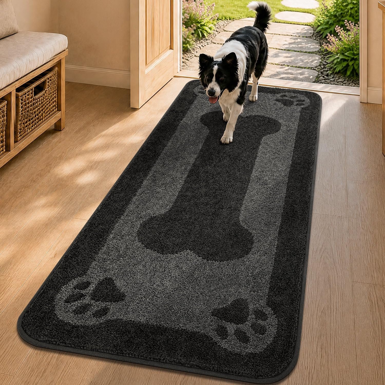 BSICPRO Dog Door Mat 24″x59″, Charcoal Gray Dirt Trapping Mud Mat