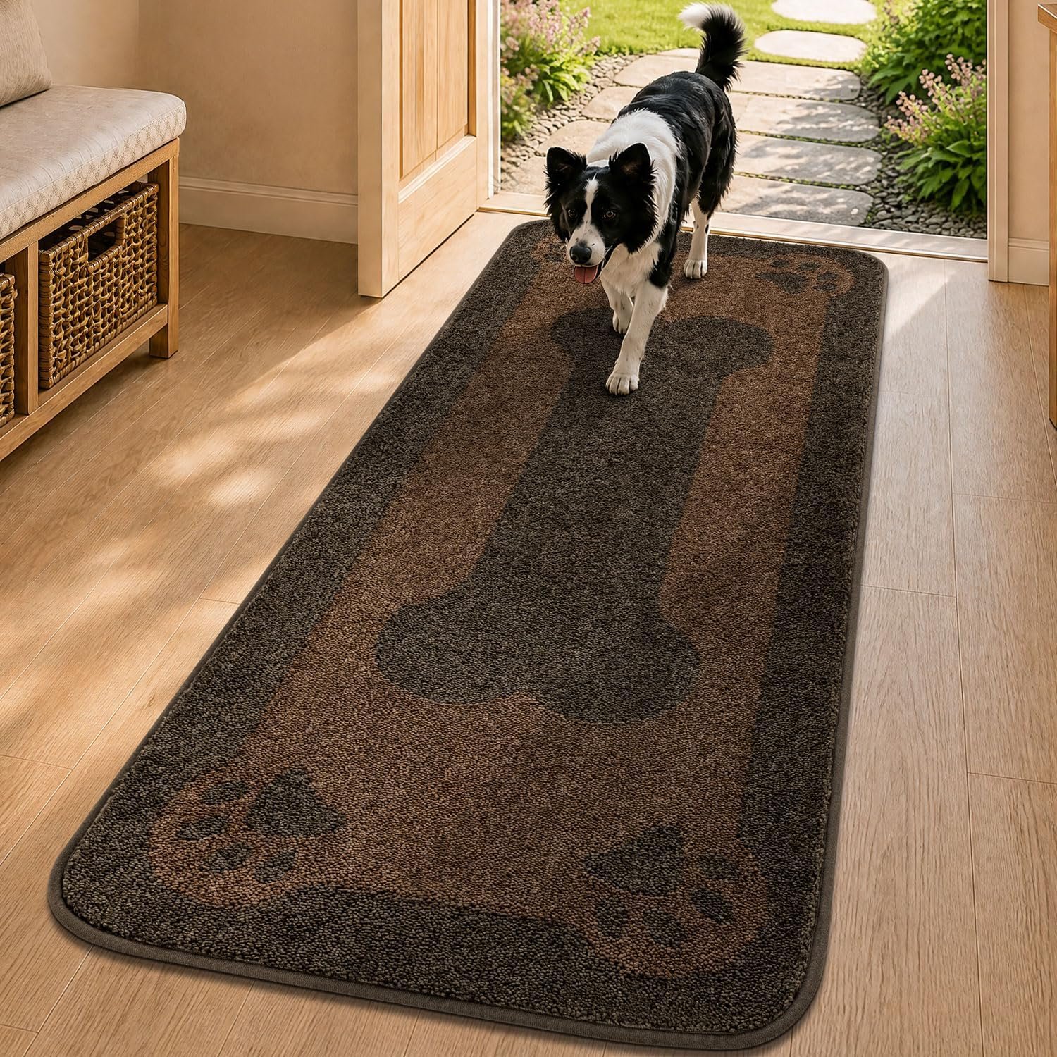 BSICPRO Dog Door Mat 24″x59″, Teddy Brown Dirt Trapping Mud Mat
