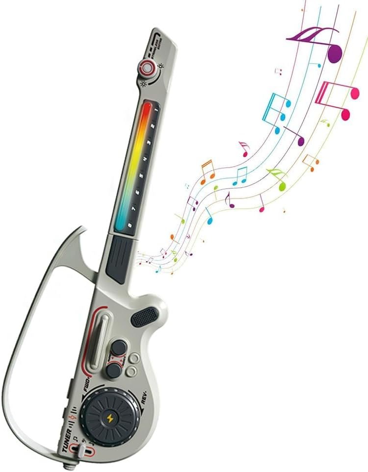 HPUFKOT Kids Electric Musical Guitar, Stringless Smart Guitar,Kid Guitars with DJ Turntable, Bluetooth Lights 4 Tones/3 Styles,Musical Instrument Toys for Boy and Girl Gifts (Gray)