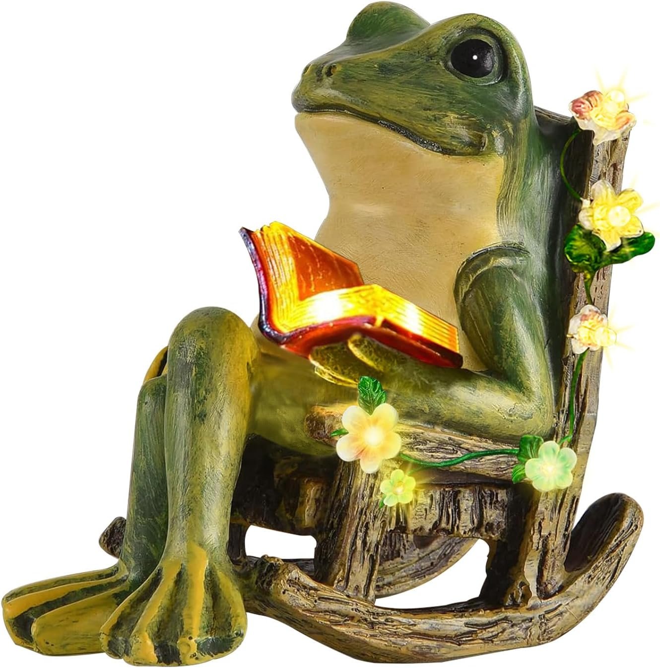 Solar Garden Statues Miniature Frog Figurine Thanksgiving Decor with Succulents and 7 LED Lights Outdoor for Patio Yard Balcony Lawn – Unique Housewarming Birthday Gifts for Women Mom Family Friends