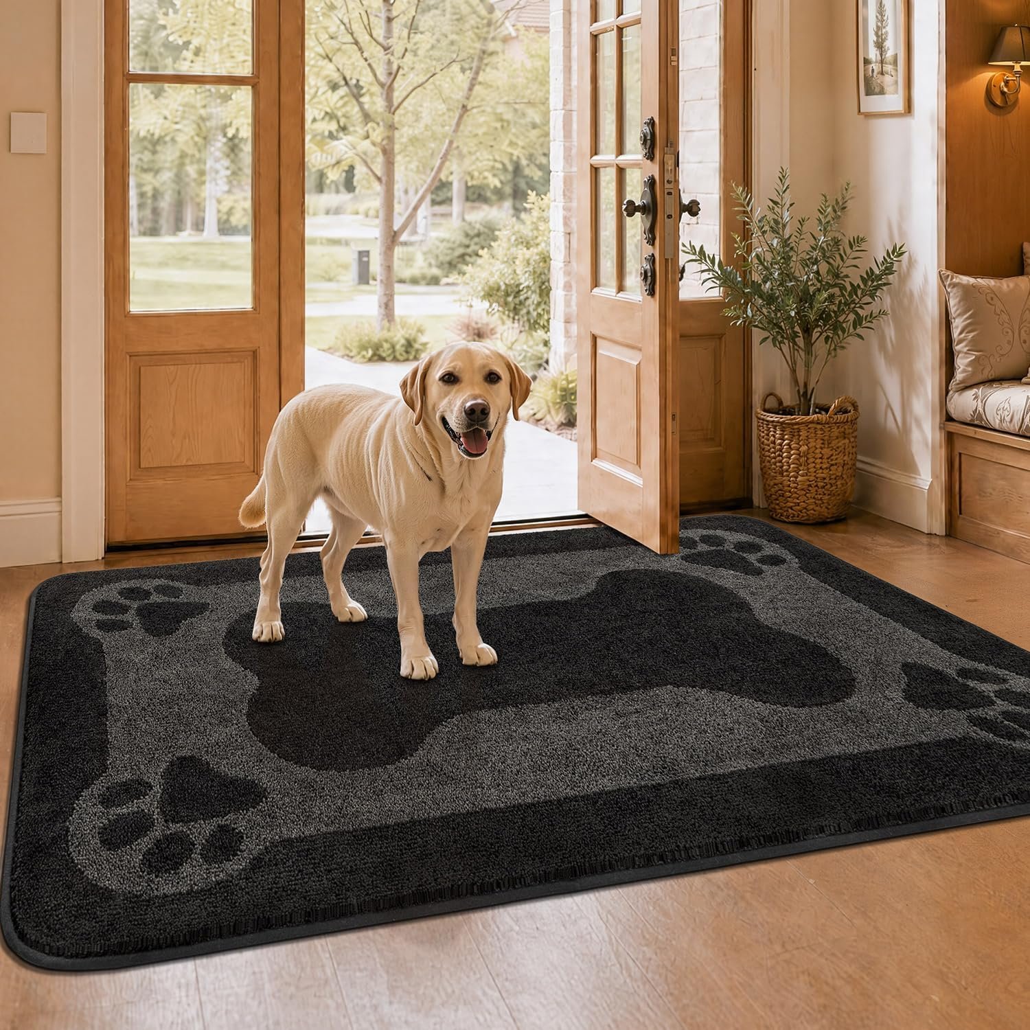 BSICPRO Dog Door Mat 35″x59″, Charcoal Gray Dirt Trapping Mud Mat